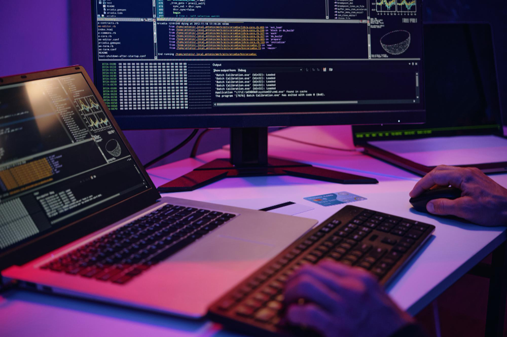 Tela com códigos e gráficos representando análise e manutenção de software em tempo real