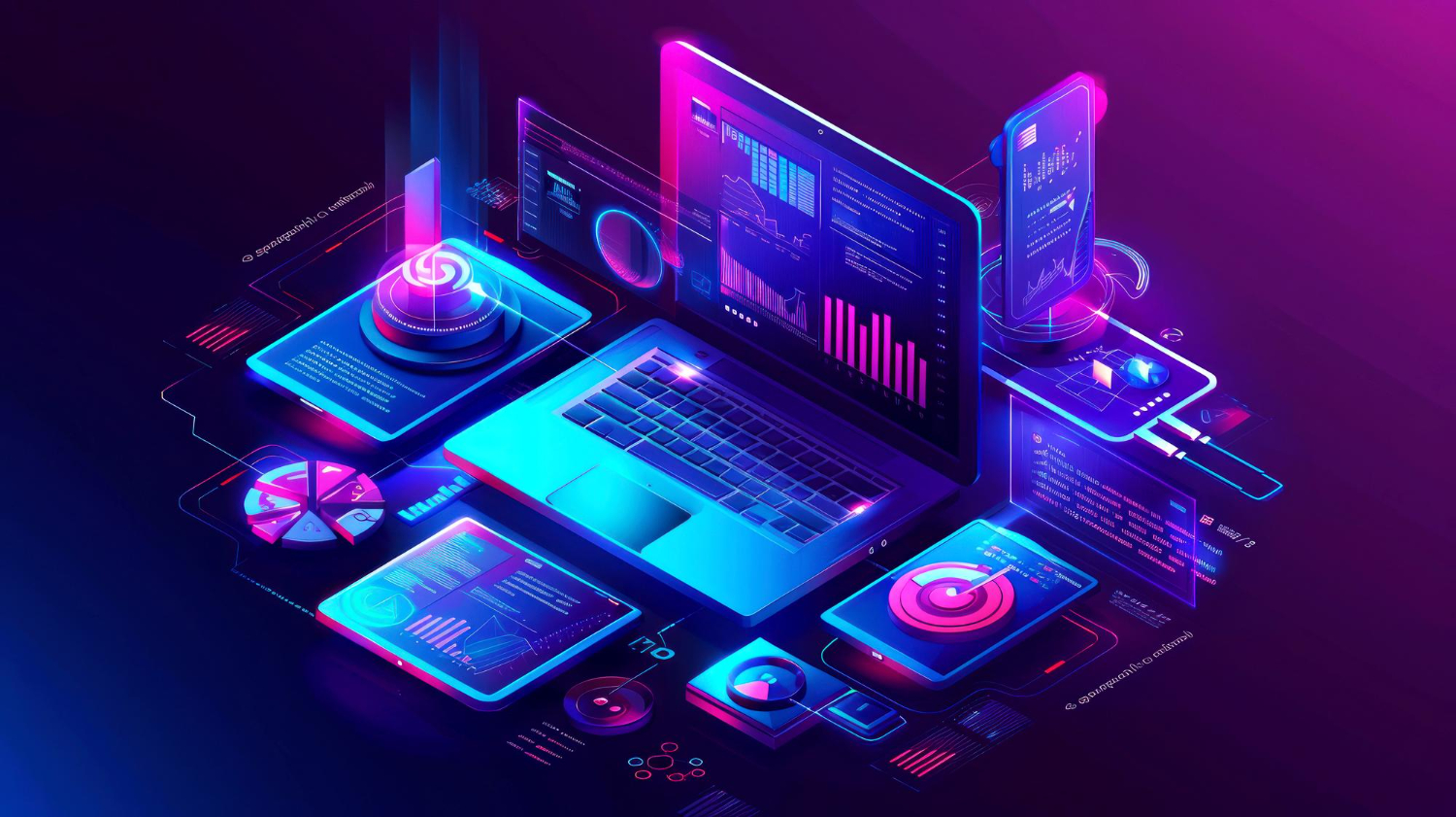 Painel digital de Business Intelligence com gráficos e dados representando decisões inteligentes nas empresas