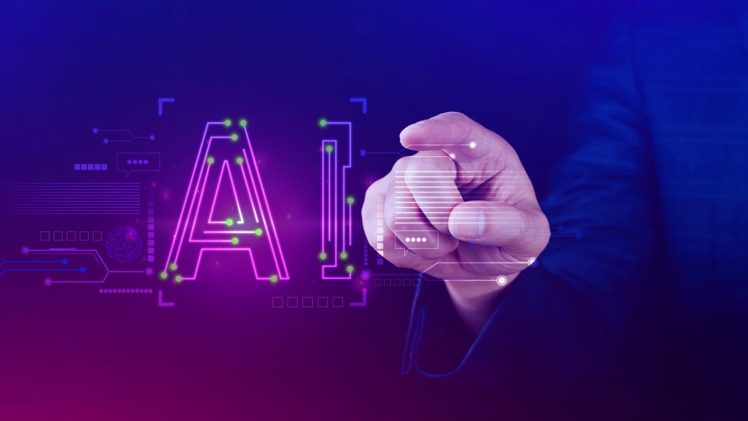 mão apontando interface digital com IA representando o custo de não implementar inteligência artificial na empresa